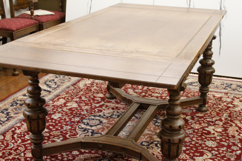 Antique Jacobean Revival Oak Dining Table
