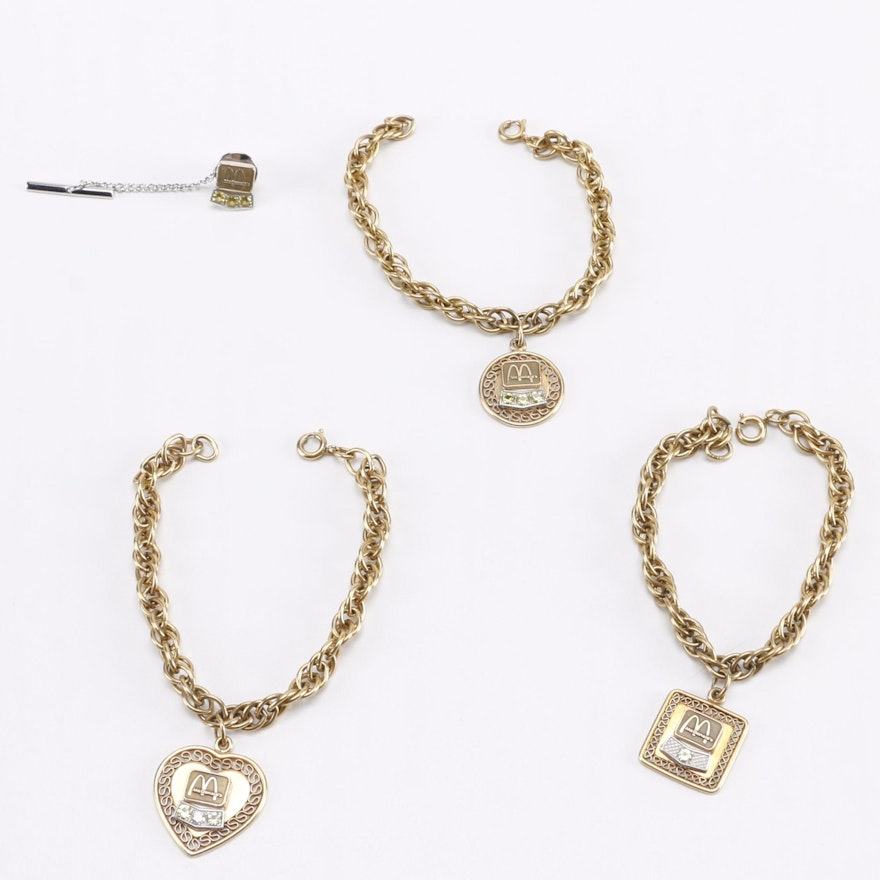 Gold Filled McDonald's Jewelry Including a Diamond Charm