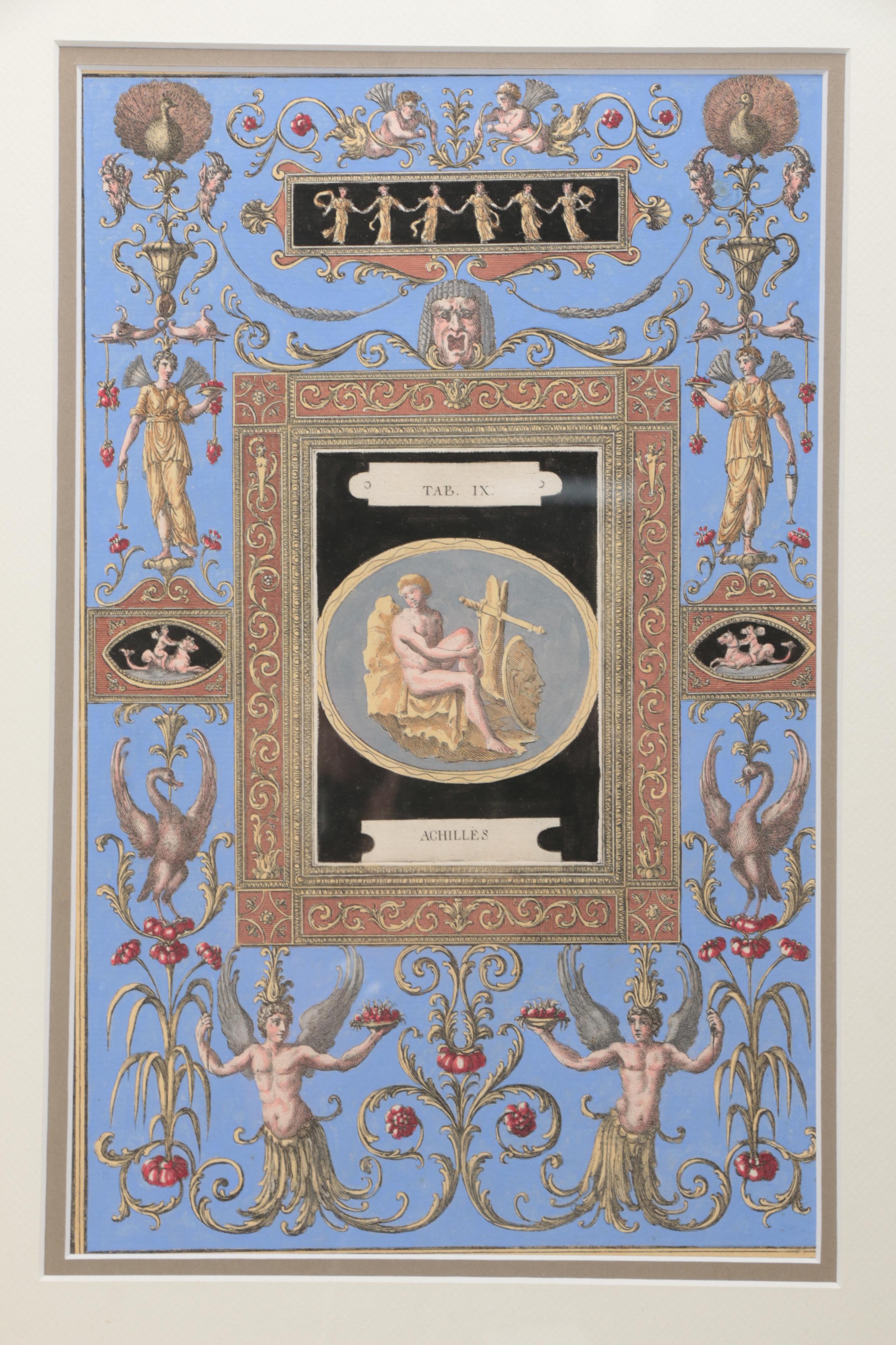 Giovanni Cassini Hand-Colored Etchings After Brenna Vincenzo Studies