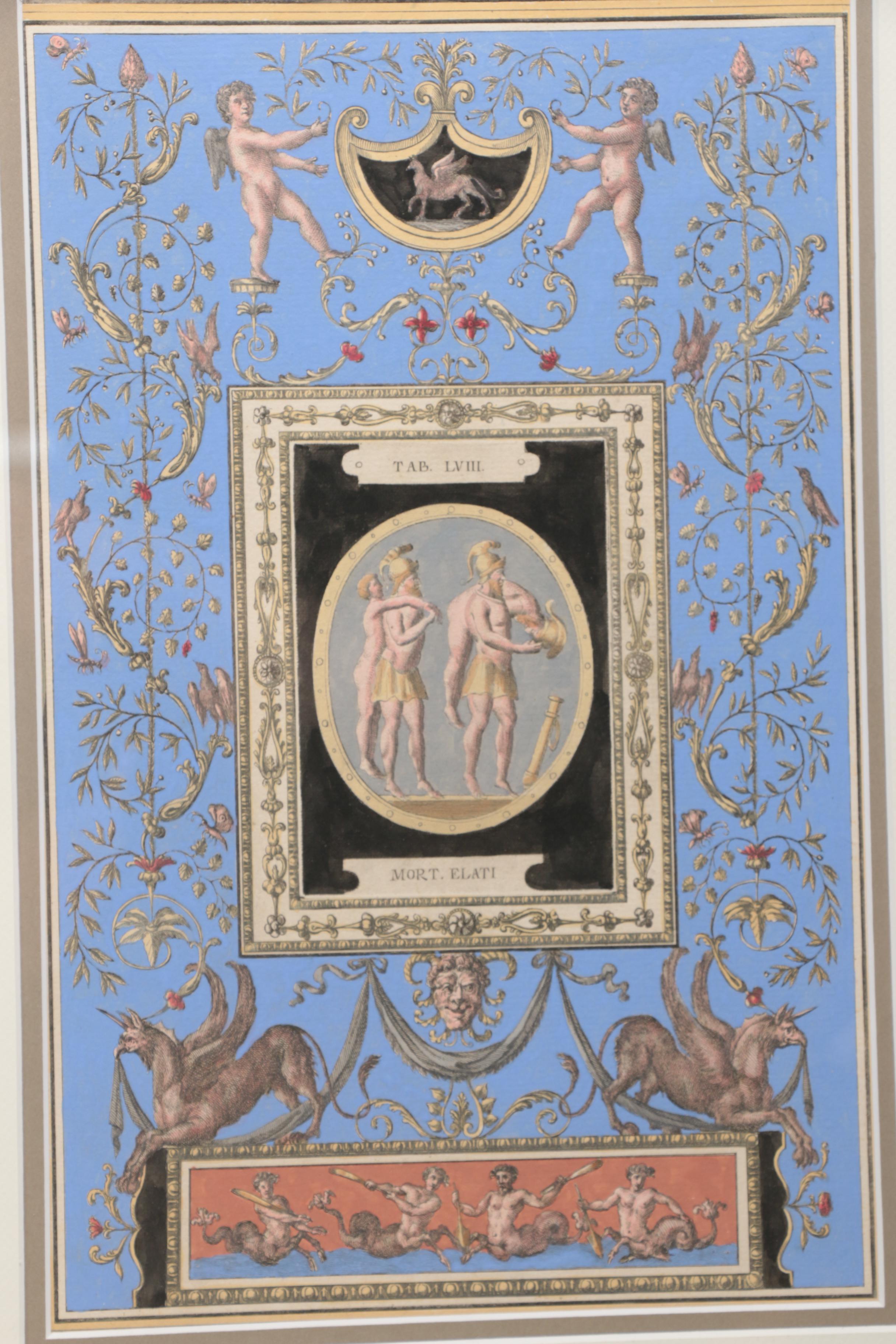 Giovanni Cassini Hand-Colored Etchings After Brenna Vincenzo Studies