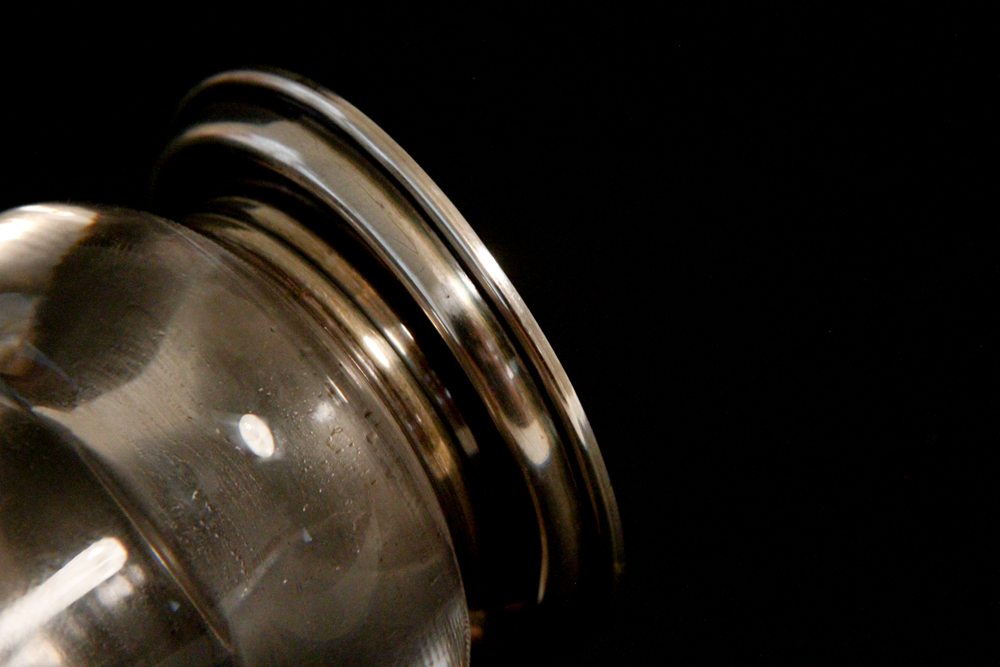 Glass Candle Holder With Frank M. Whiting & Co. Sterling Rim