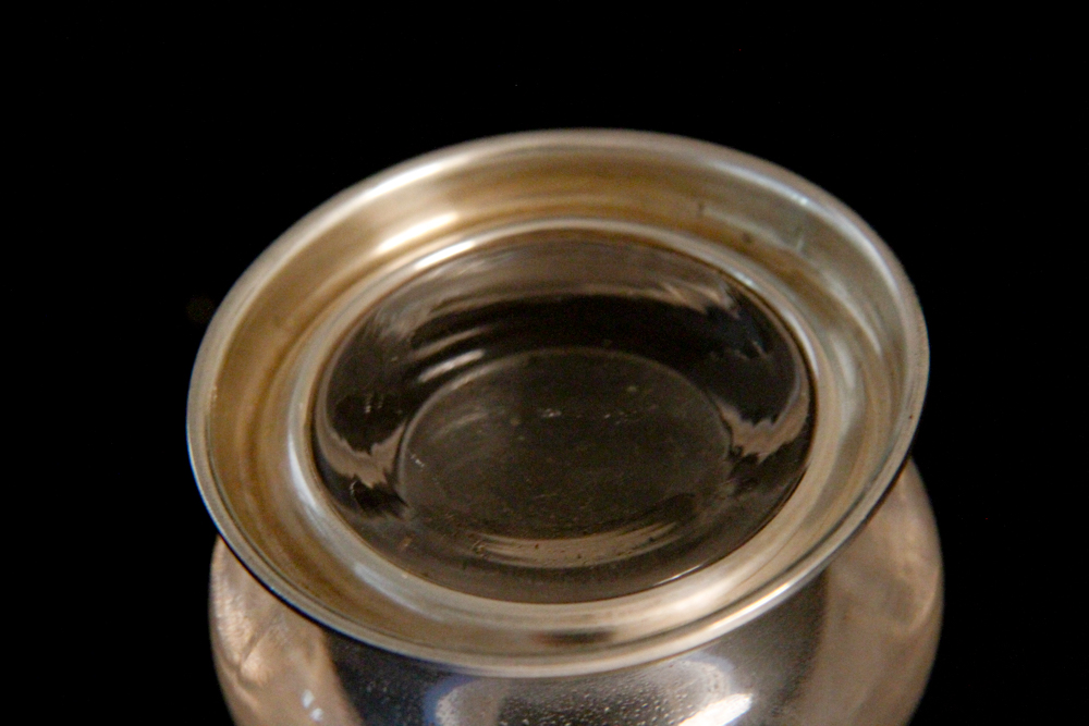 Glass Candle Holder With Frank M. Whiting & Co. Sterling Rim