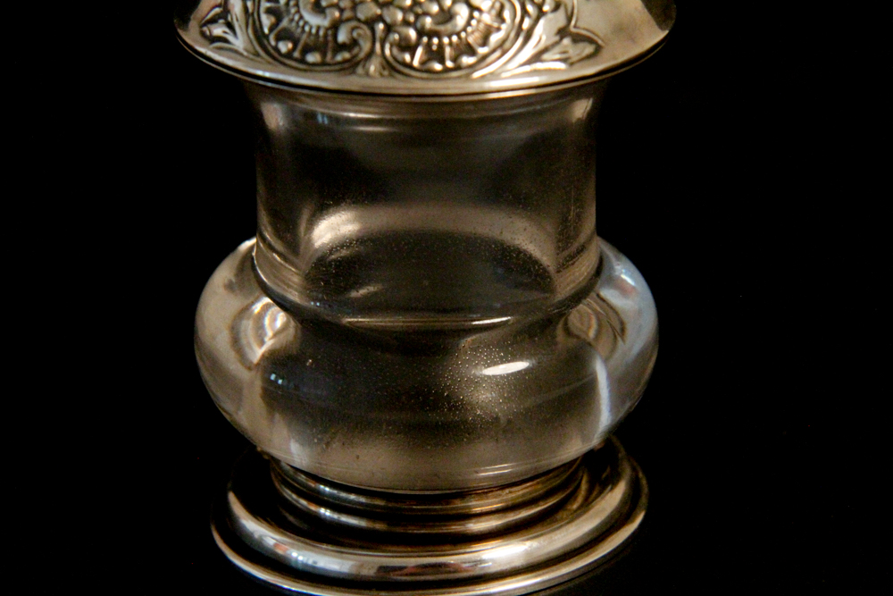 Glass Candle Holder With Frank M. Whiting & Co. Sterling Rim