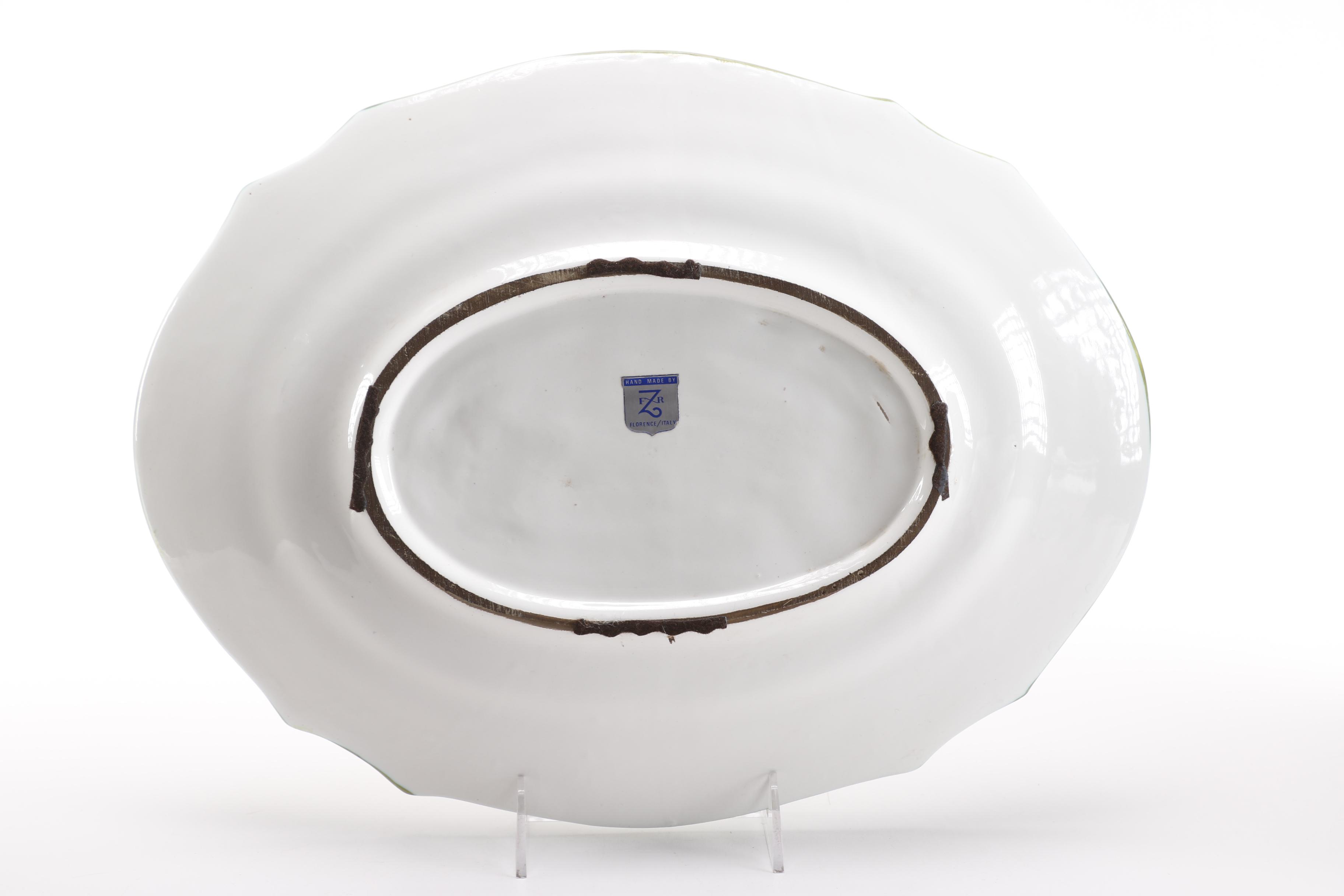 Italian Handmade Ceramic Soup Tureen With Ladle and Underplate