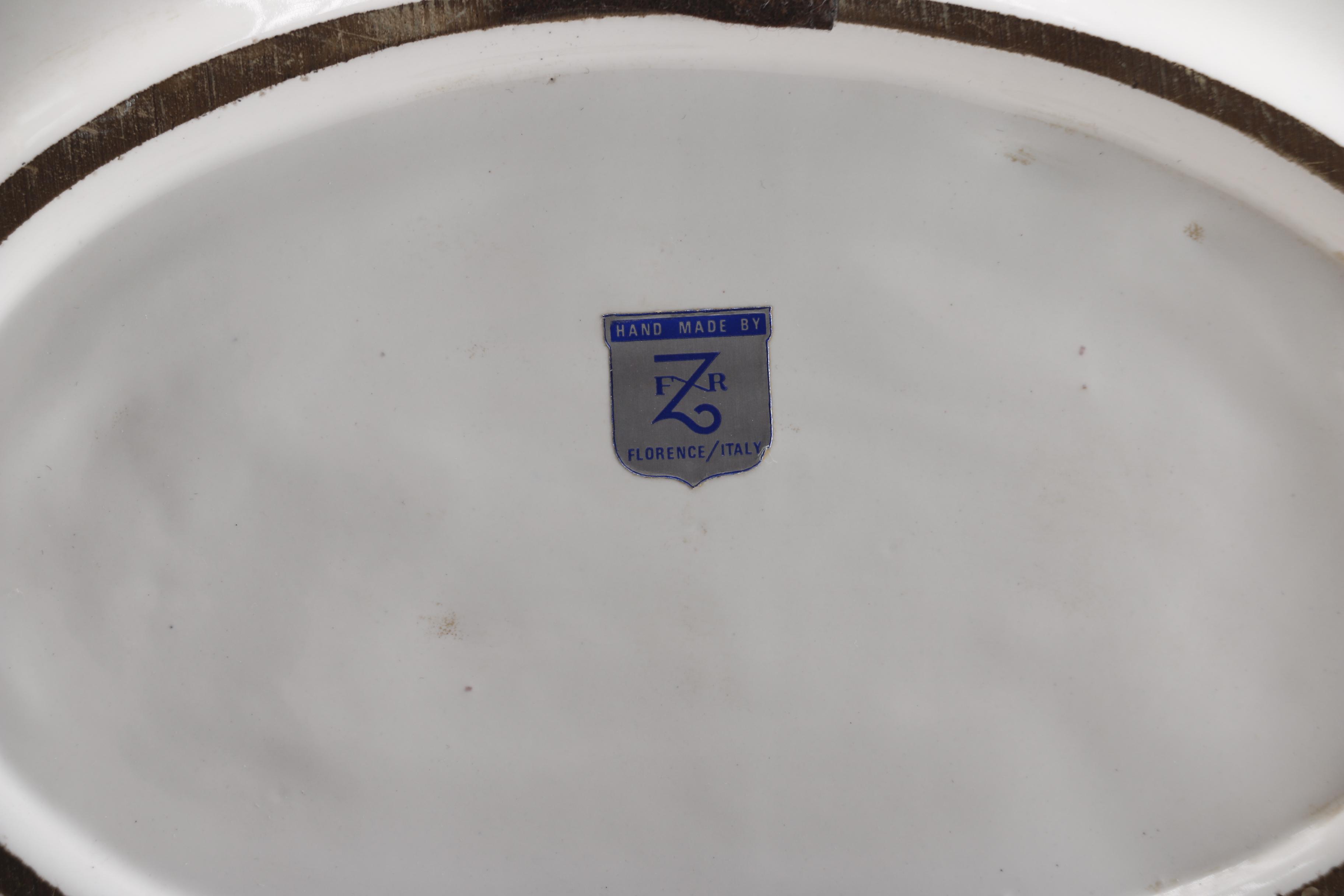 Italian Handmade Ceramic Soup Tureen With Ladle and Underplate