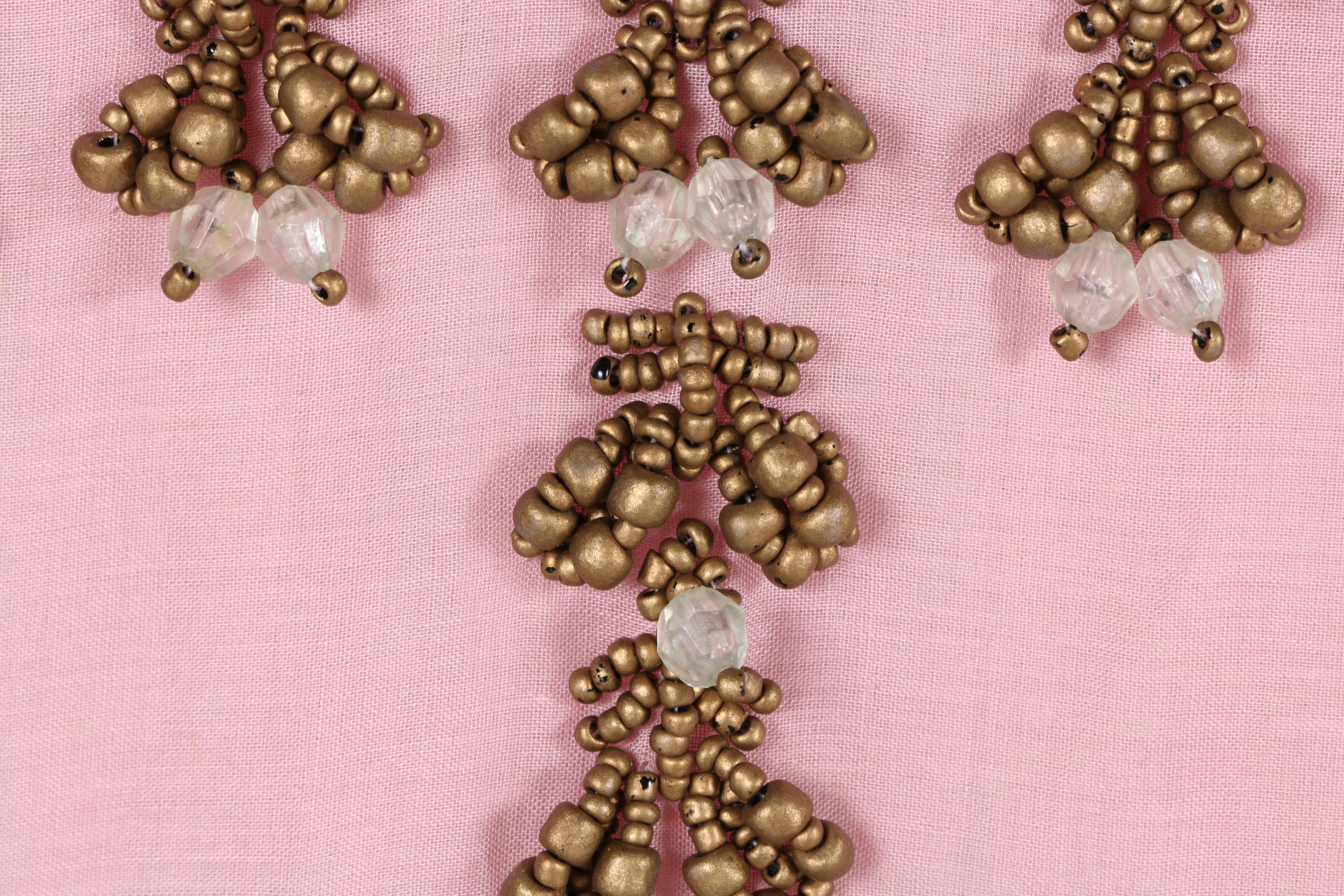 Tracy Reece Pink Cotton Beaded Sleeveless Halter Dress