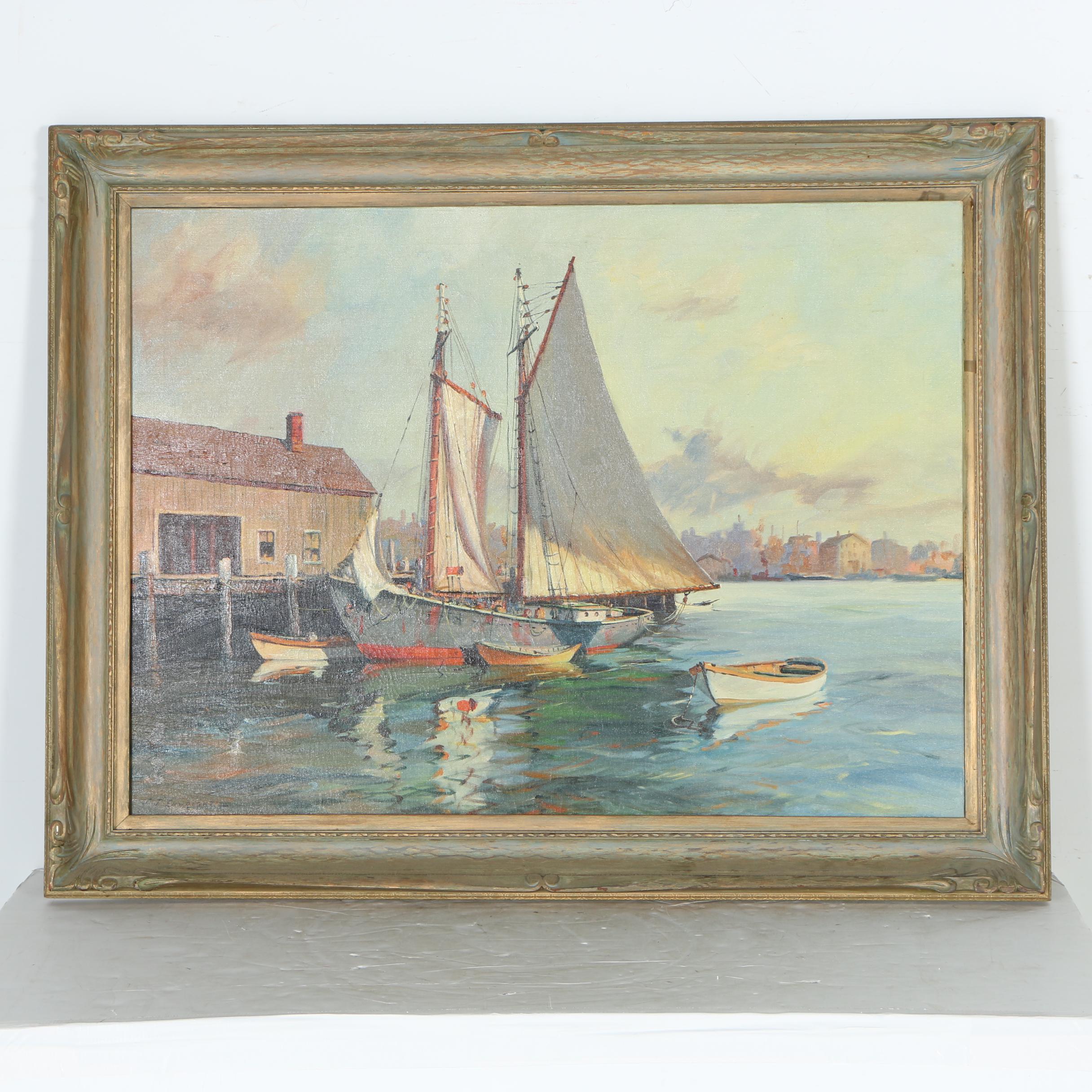 Caspar Hjalmar Amundsen Oil Painting on Canvas "Cape Cod Fishery"