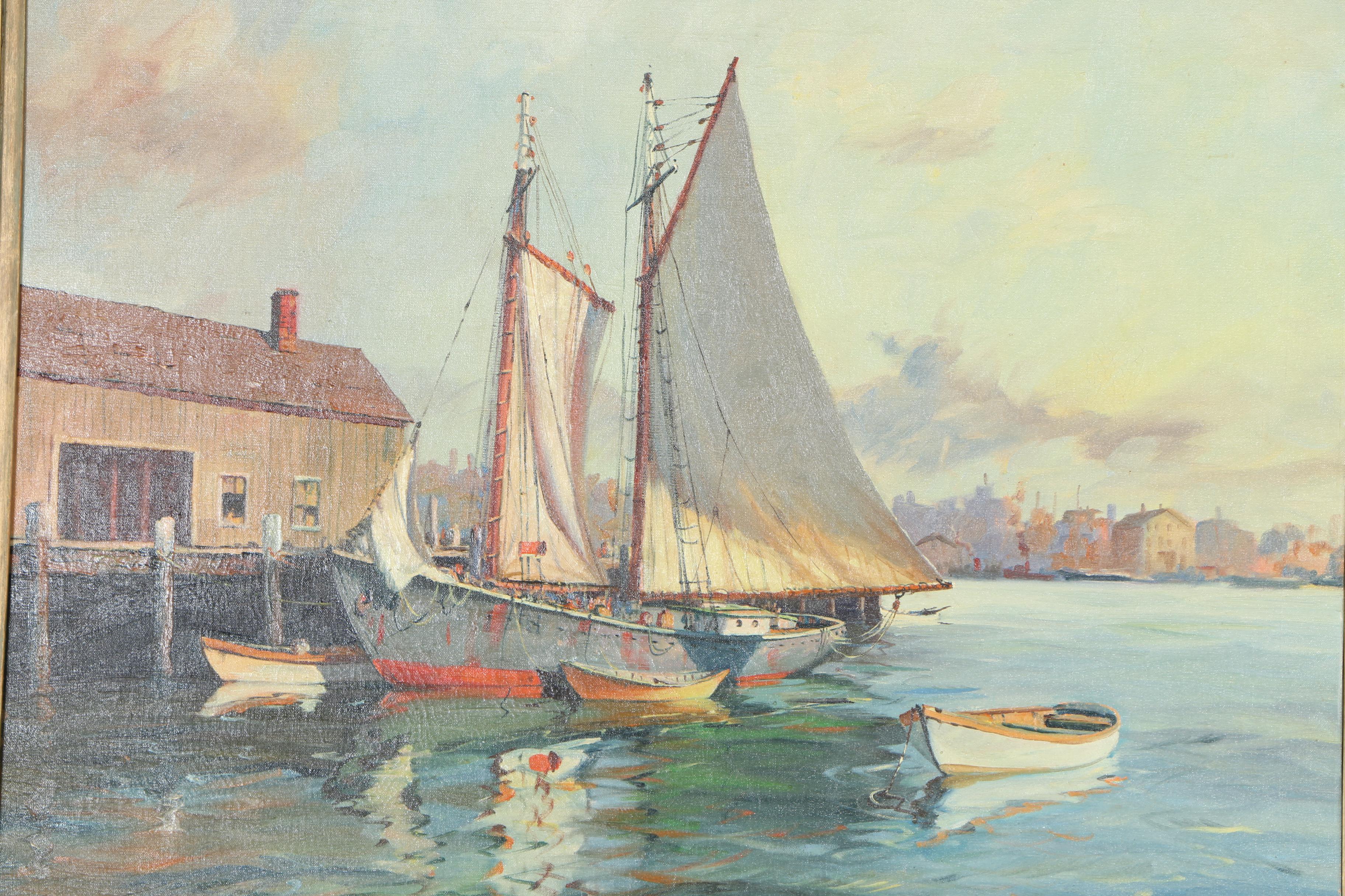 Caspar Hjalmar Amundsen Oil Painting on Canvas "Cape Cod Fishery"