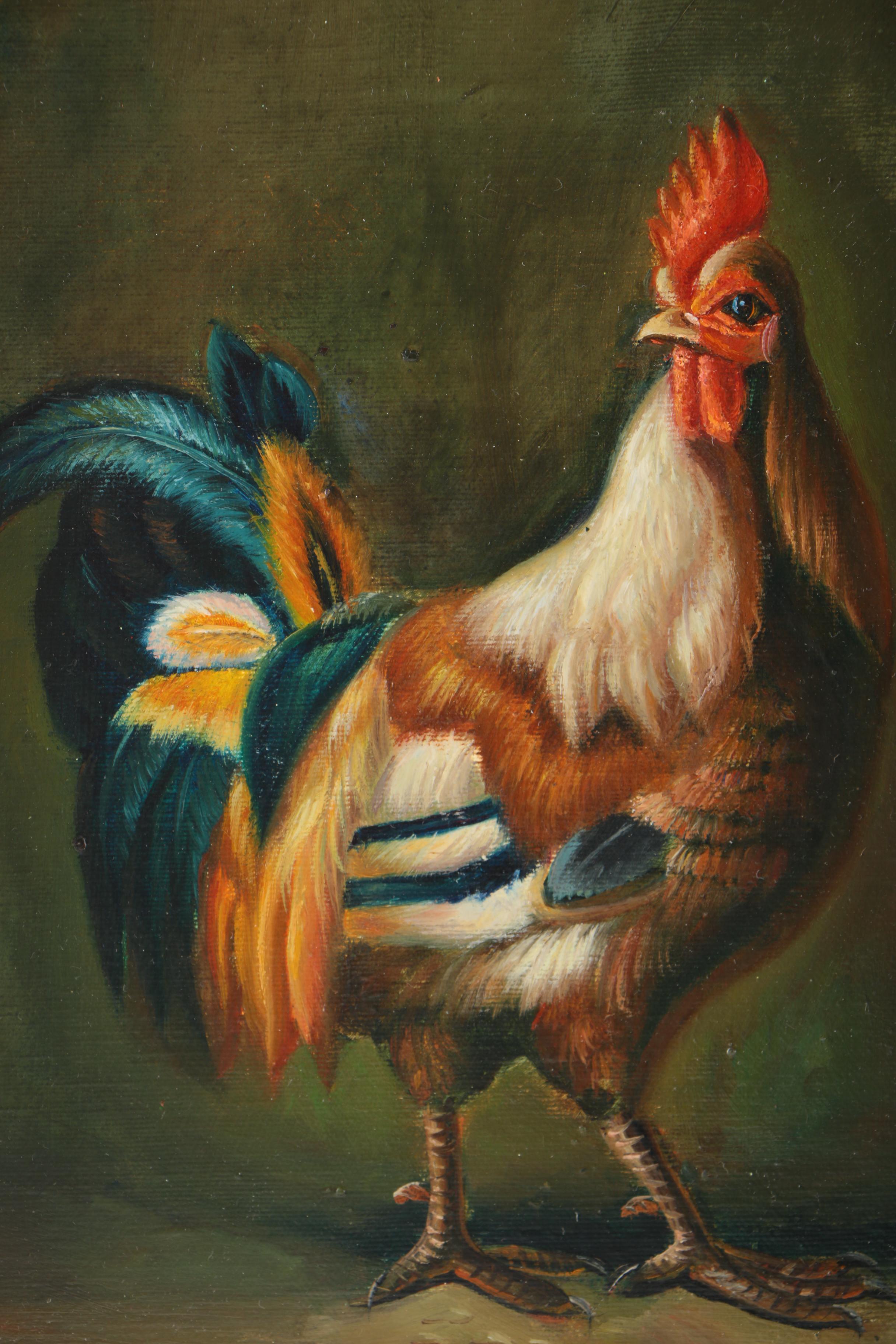 C. Swanson Oil Painting on Canvas of Rooster