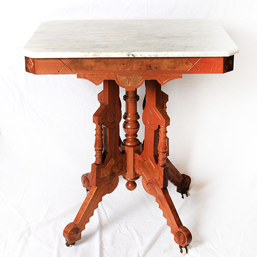 Late 19th Century Victorian Eastlake Parlor Table With Marble Top