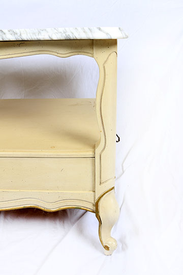 Vintage Provincial Louis XV Style Side Table With Marble Top