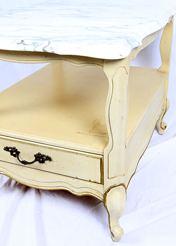 Vintage Provincial Louis XV Style Side Table With Marble Top