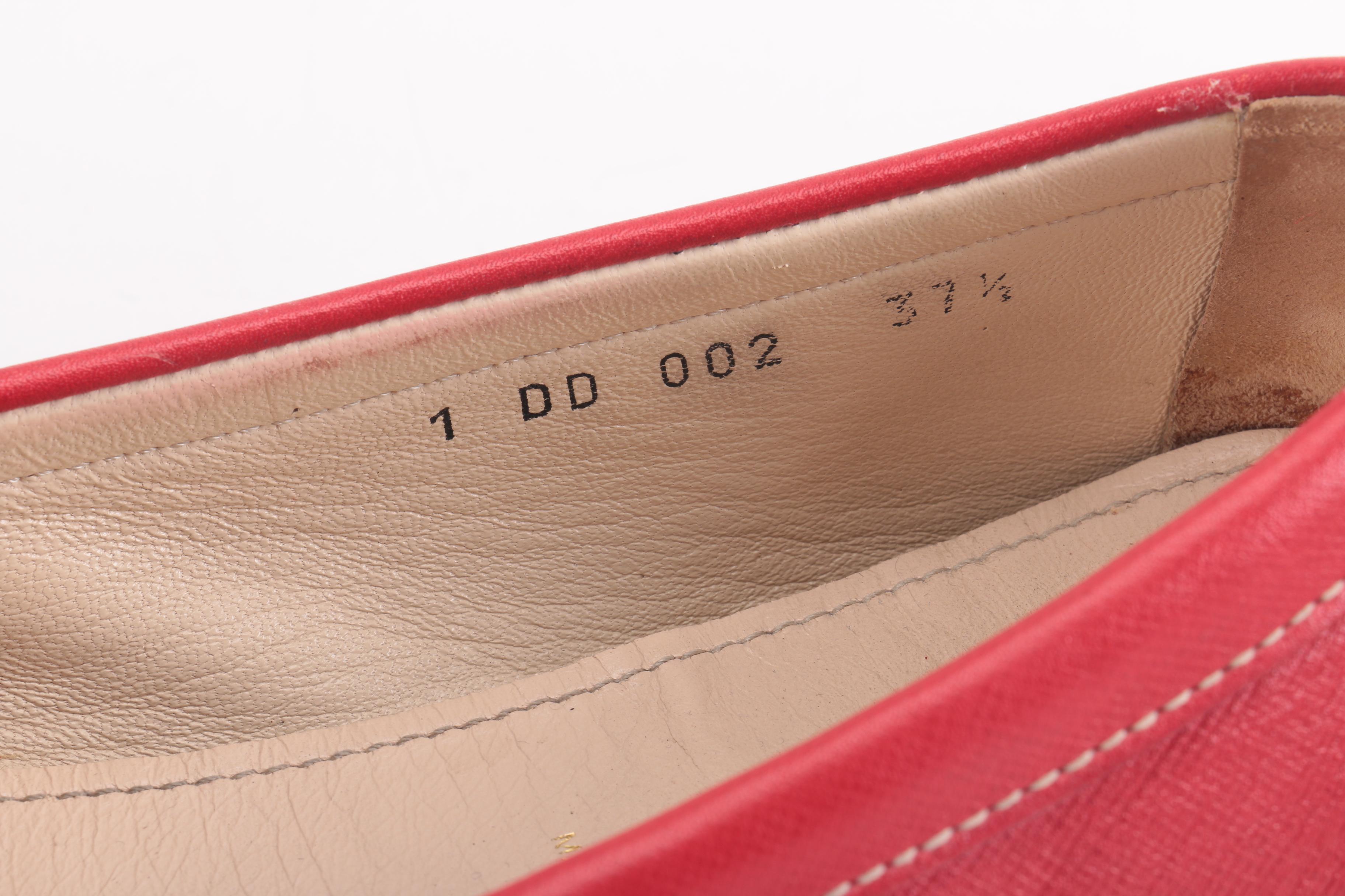 Women's Red Leather Prada Loafers