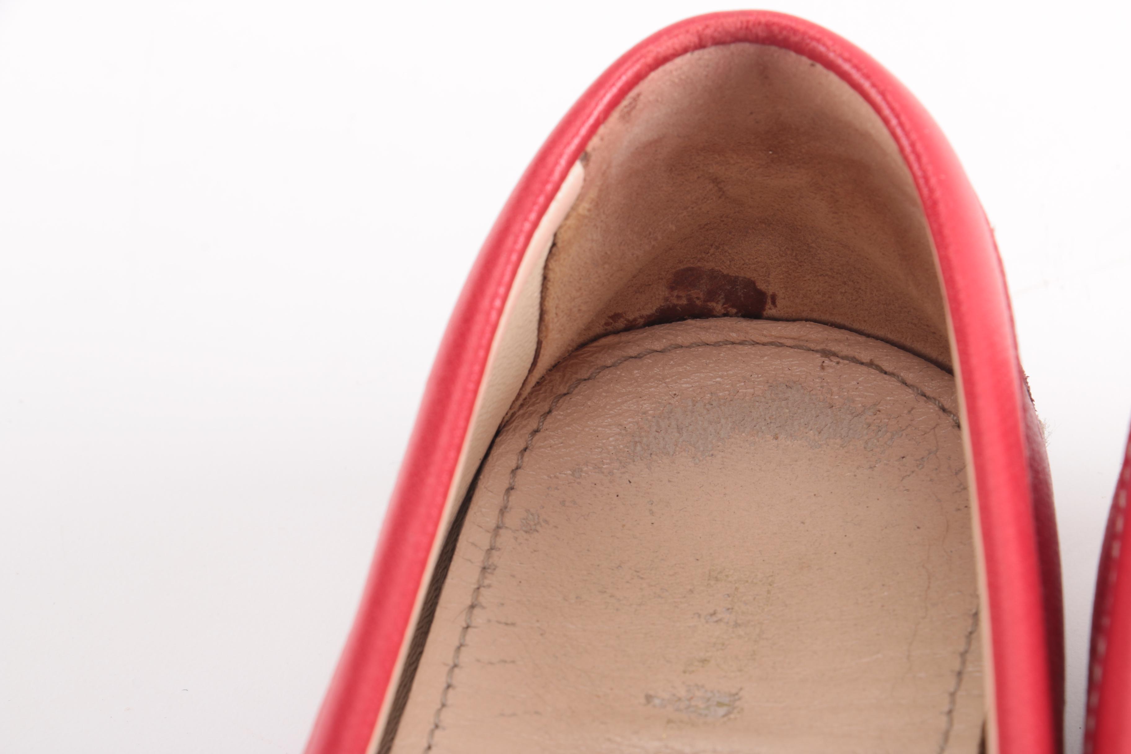 Women's Red Leather Prada Loafers