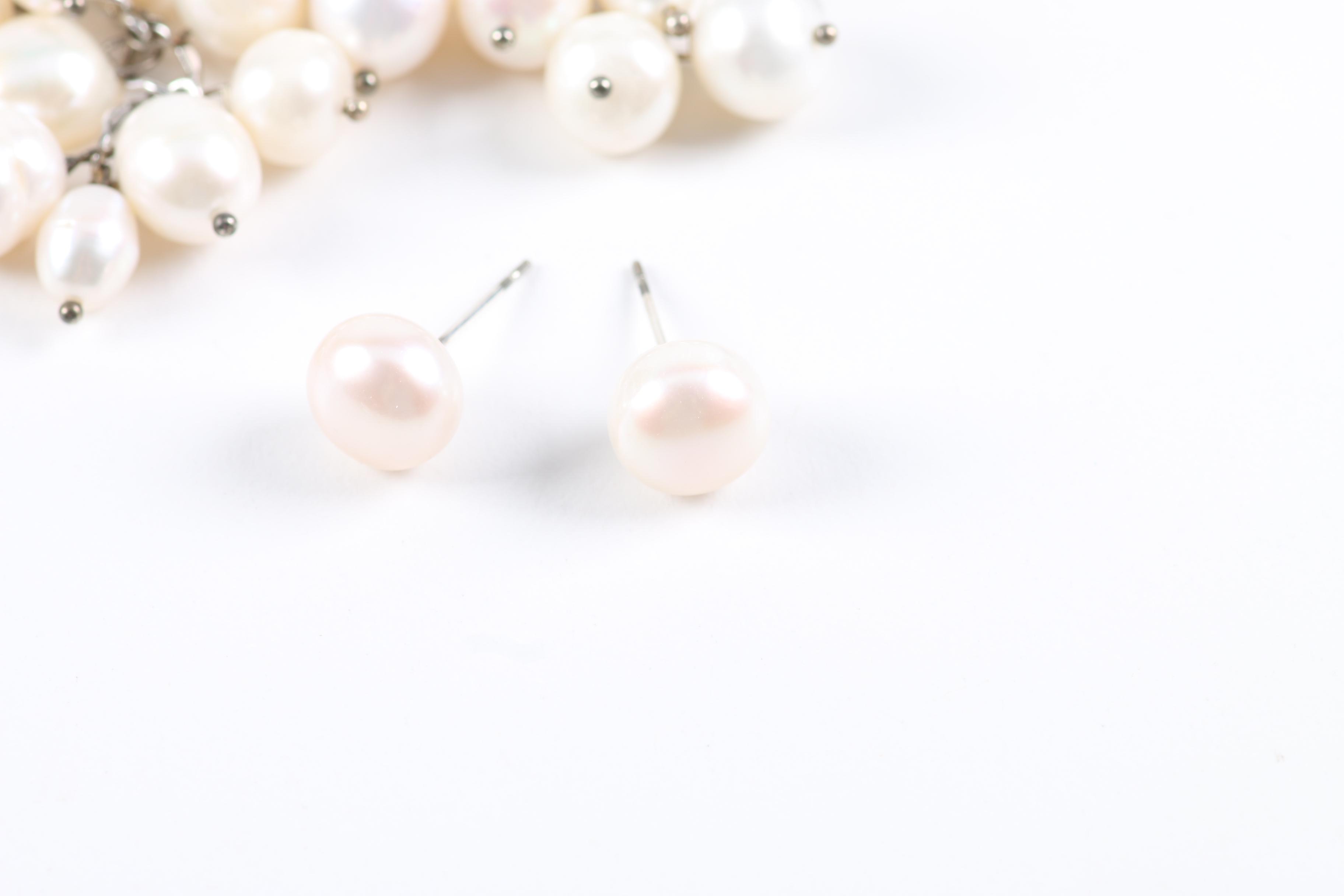Shell and Freshwater Pearl Necklaces and Earrings