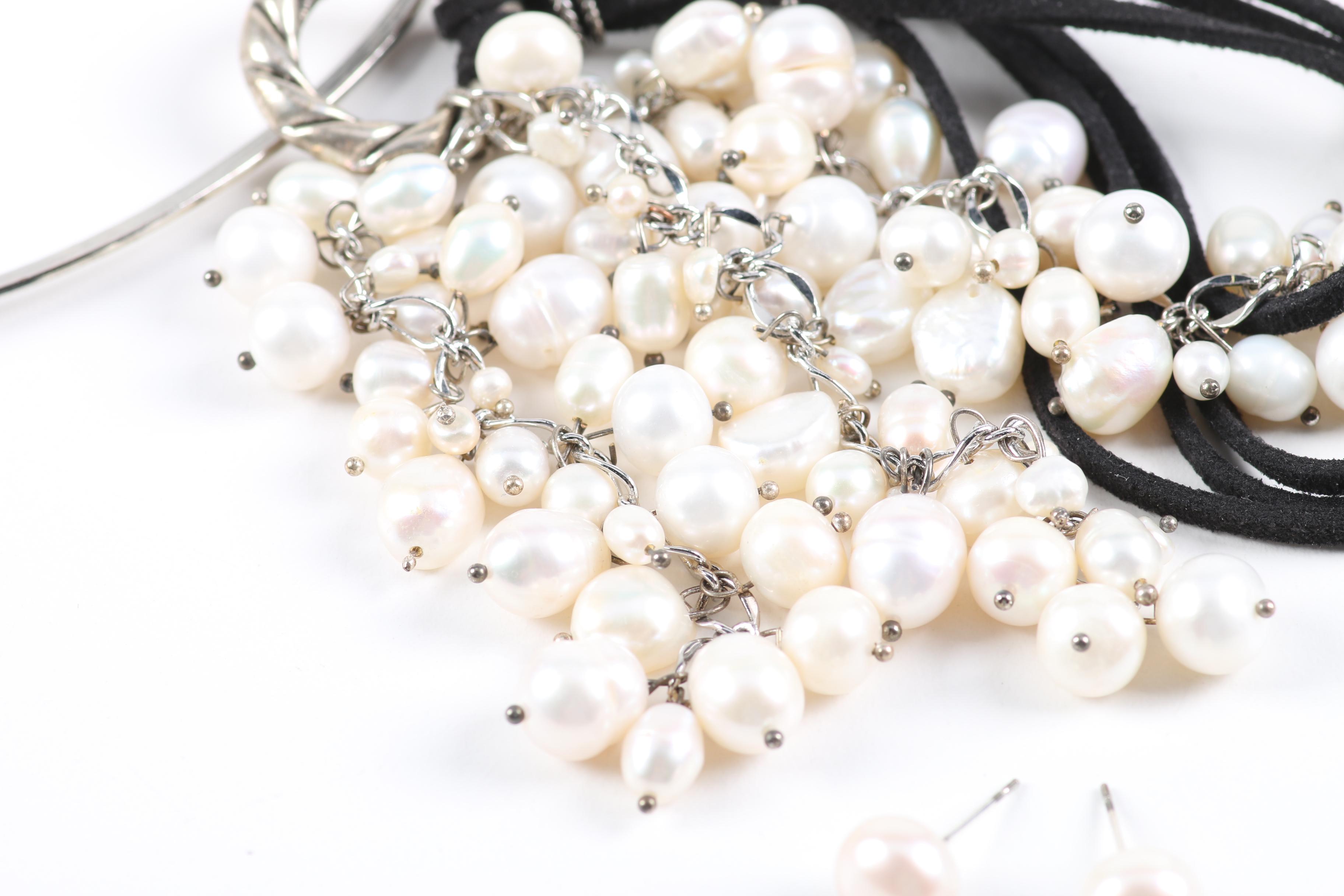 Shell and Freshwater Pearl Necklaces and Earrings