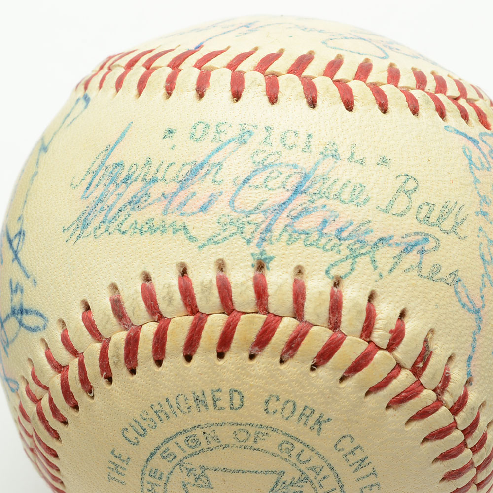 1954 Cleveland Indians Signed Baseball  COA