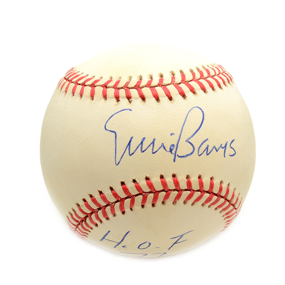 Ernie Banks Signed Baseball  COA