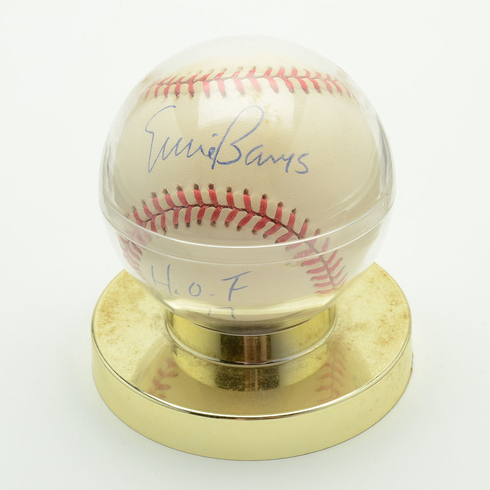 Ernie Banks Signed Baseball  COA