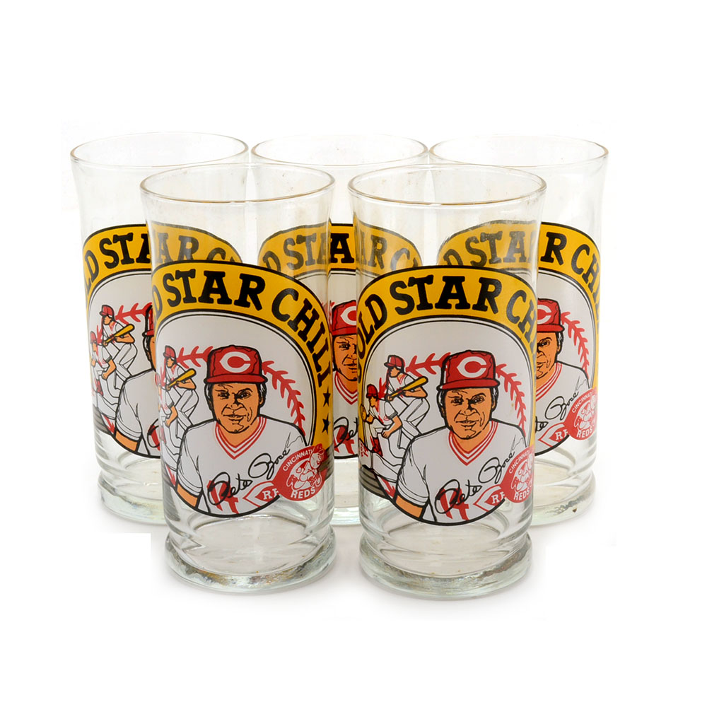 1980s Gold Star Chili Pete Rose Glasses