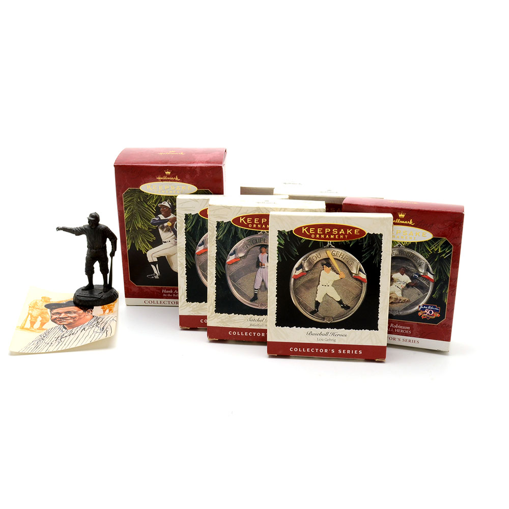 Hallmark MLB Ornaments and a Babe Ruth Miniature Pewter Statue