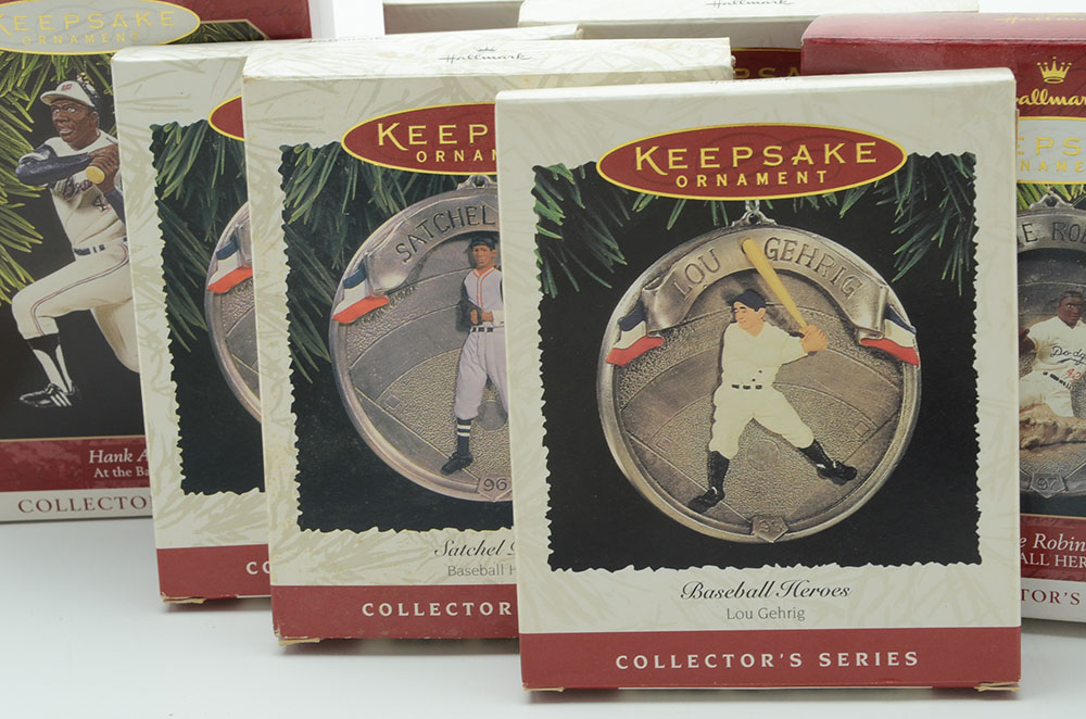 Hallmark MLB Ornaments and a Babe Ruth Miniature Pewter Statue