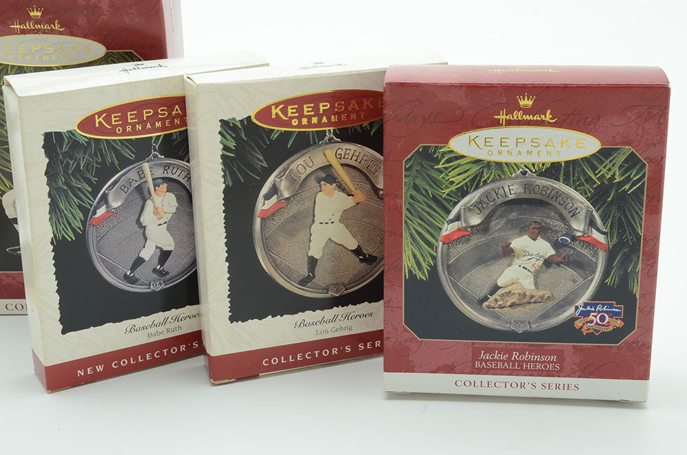 Hallmark MLB Ornaments and a Babe Ruth Miniature Pewter Statue