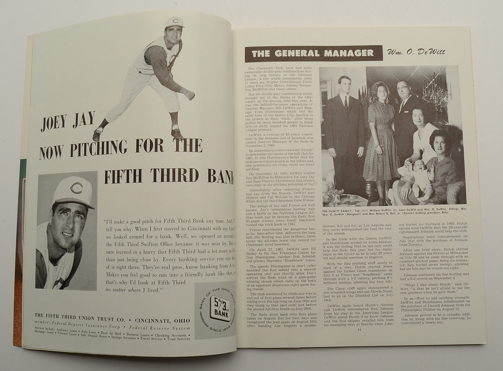 1961 World Series Baseball Program Played At Crosley