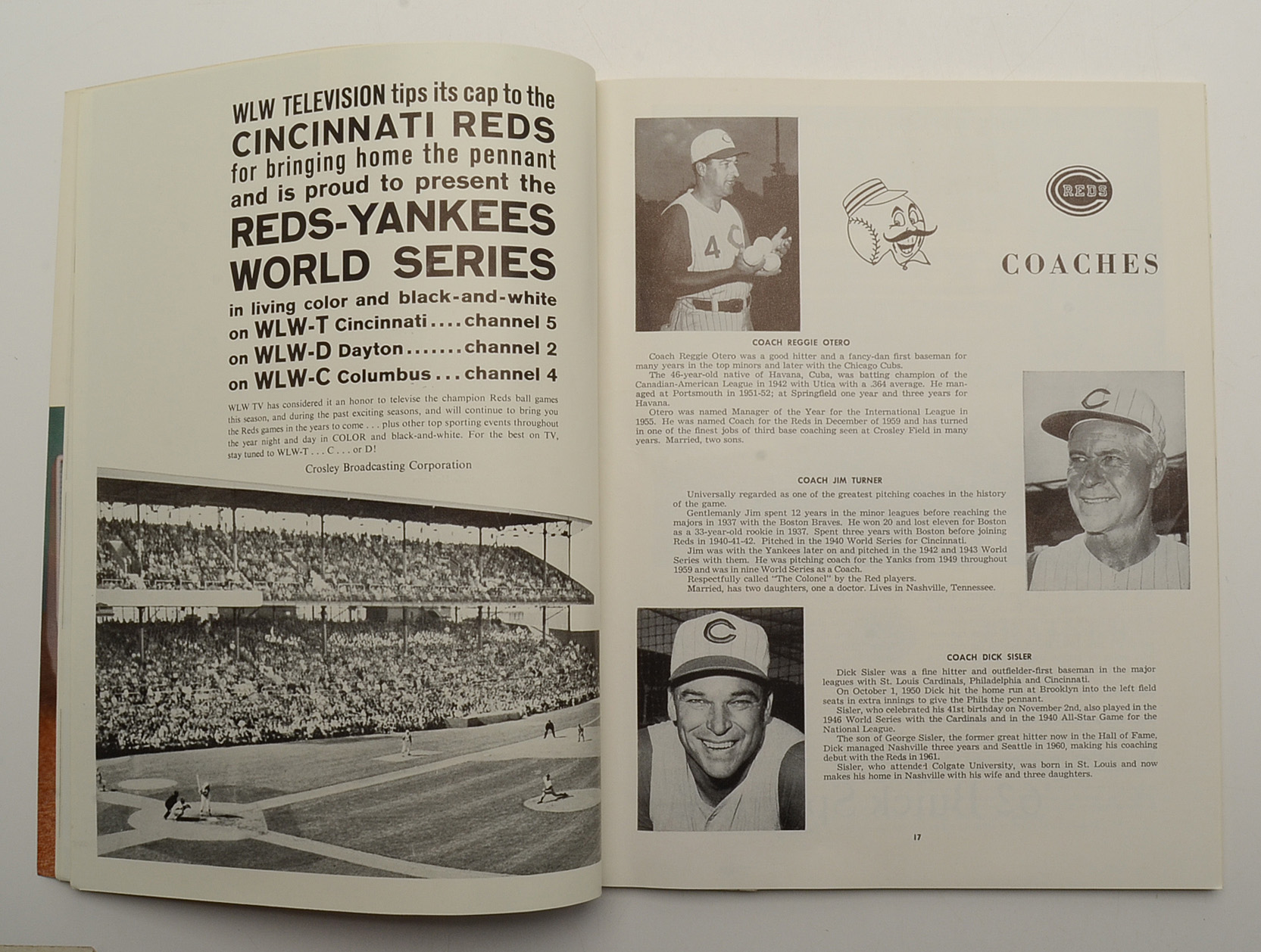 1961 World Series Baseball Program Played At Crosley