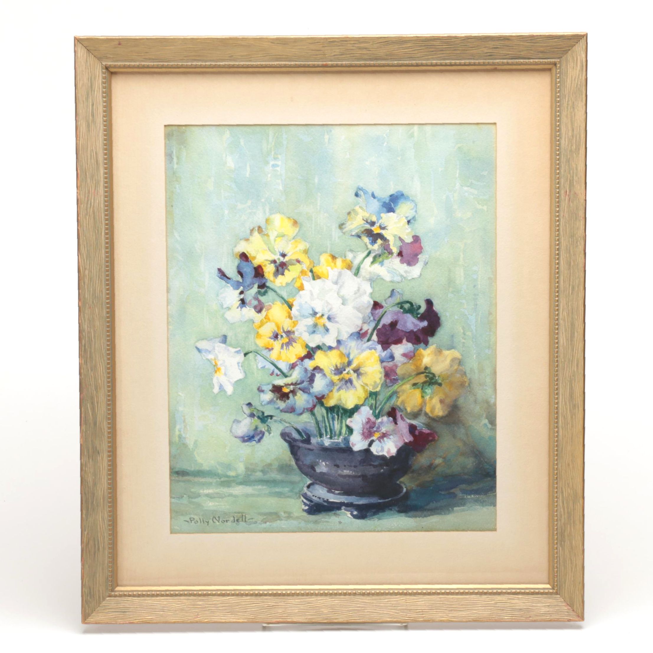 Polly Nordell Watercolor of Pansies