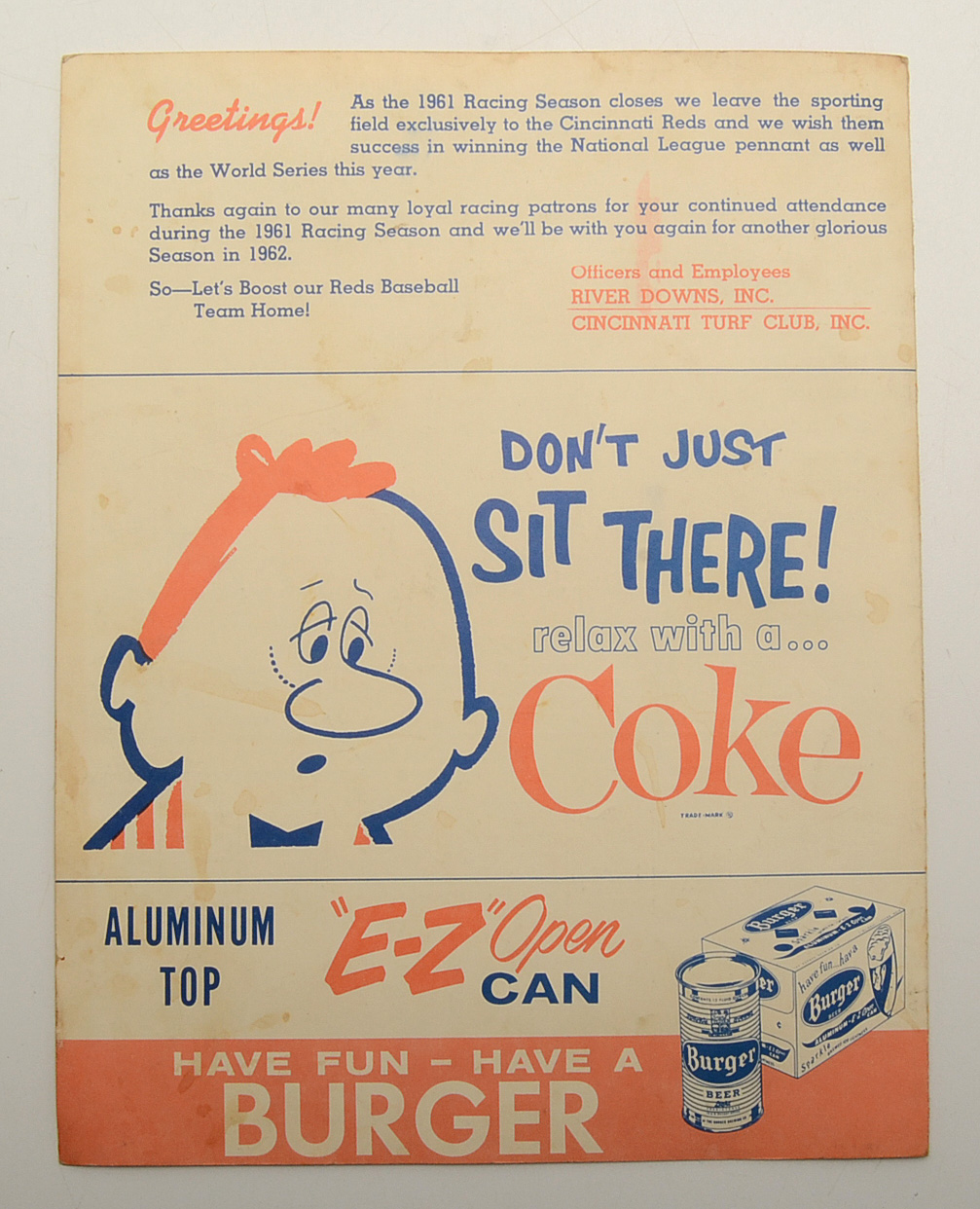 1961 Reds Scorecards