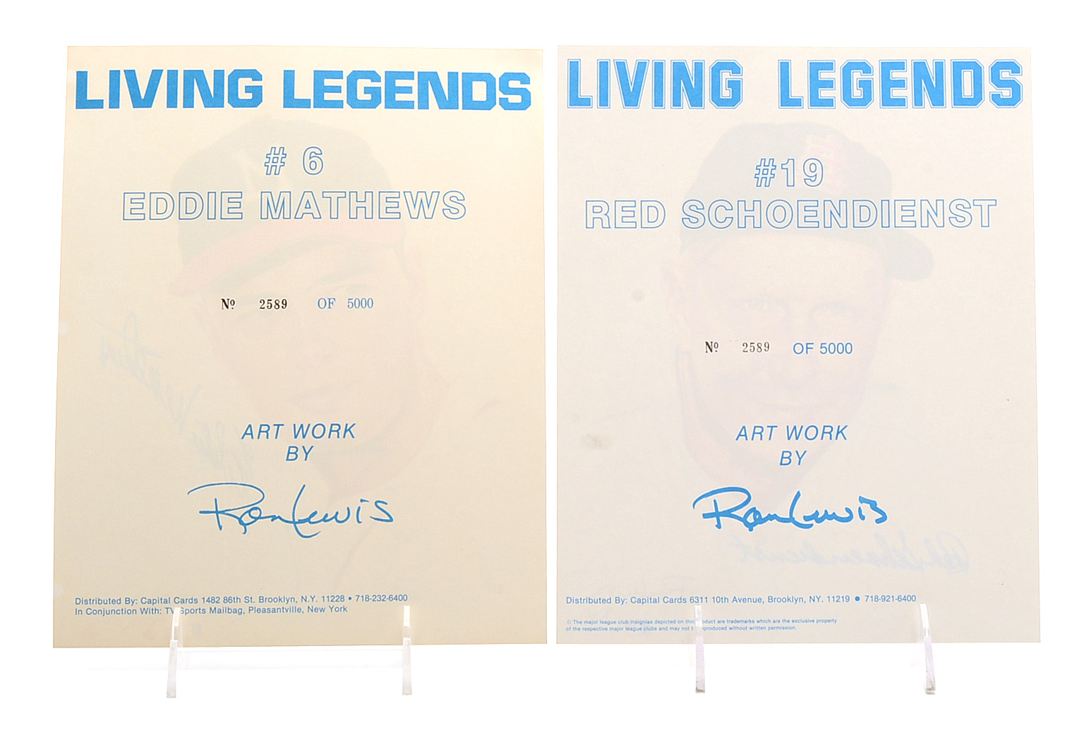 Red Schoendienst and Ed Mathews Signed Baseball Prints