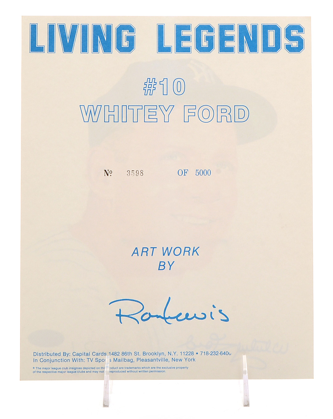 Whitey Ford Signed "Living Legends" Artwork JSA