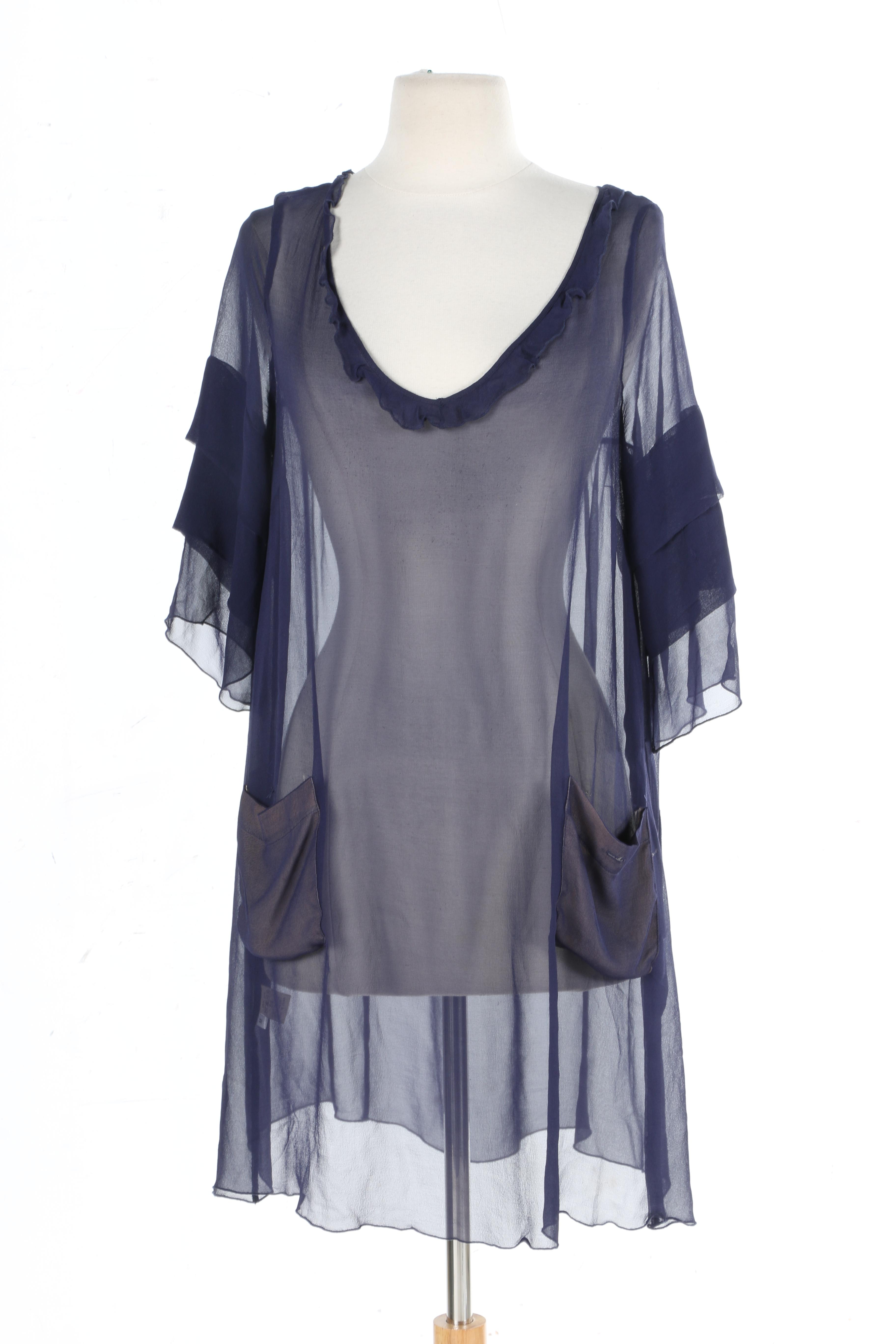 Blue Silk Francine Dress and Silk Trimmed Free People Jacket