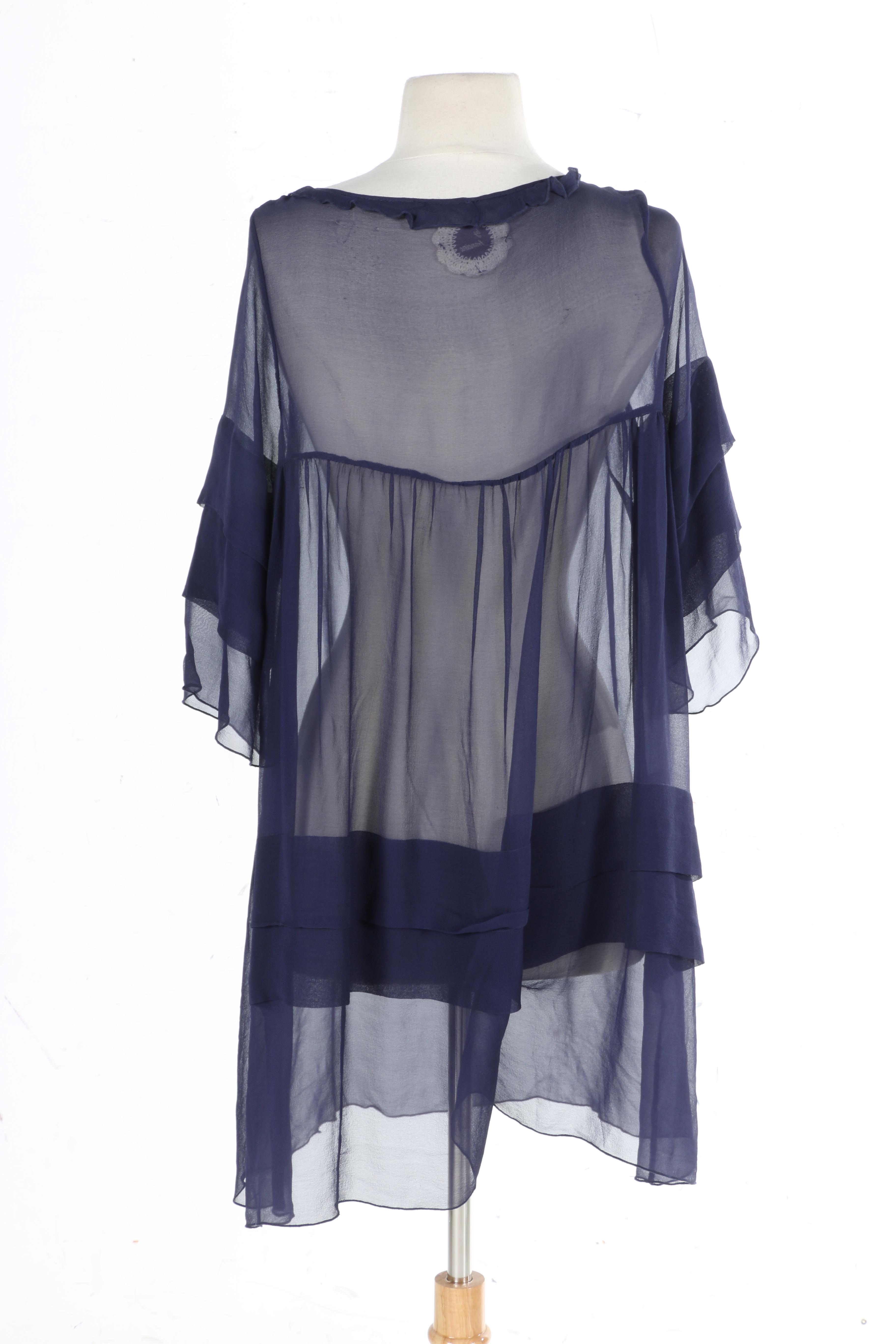 Blue Silk Francine Dress and Silk Trimmed Free People Jacket