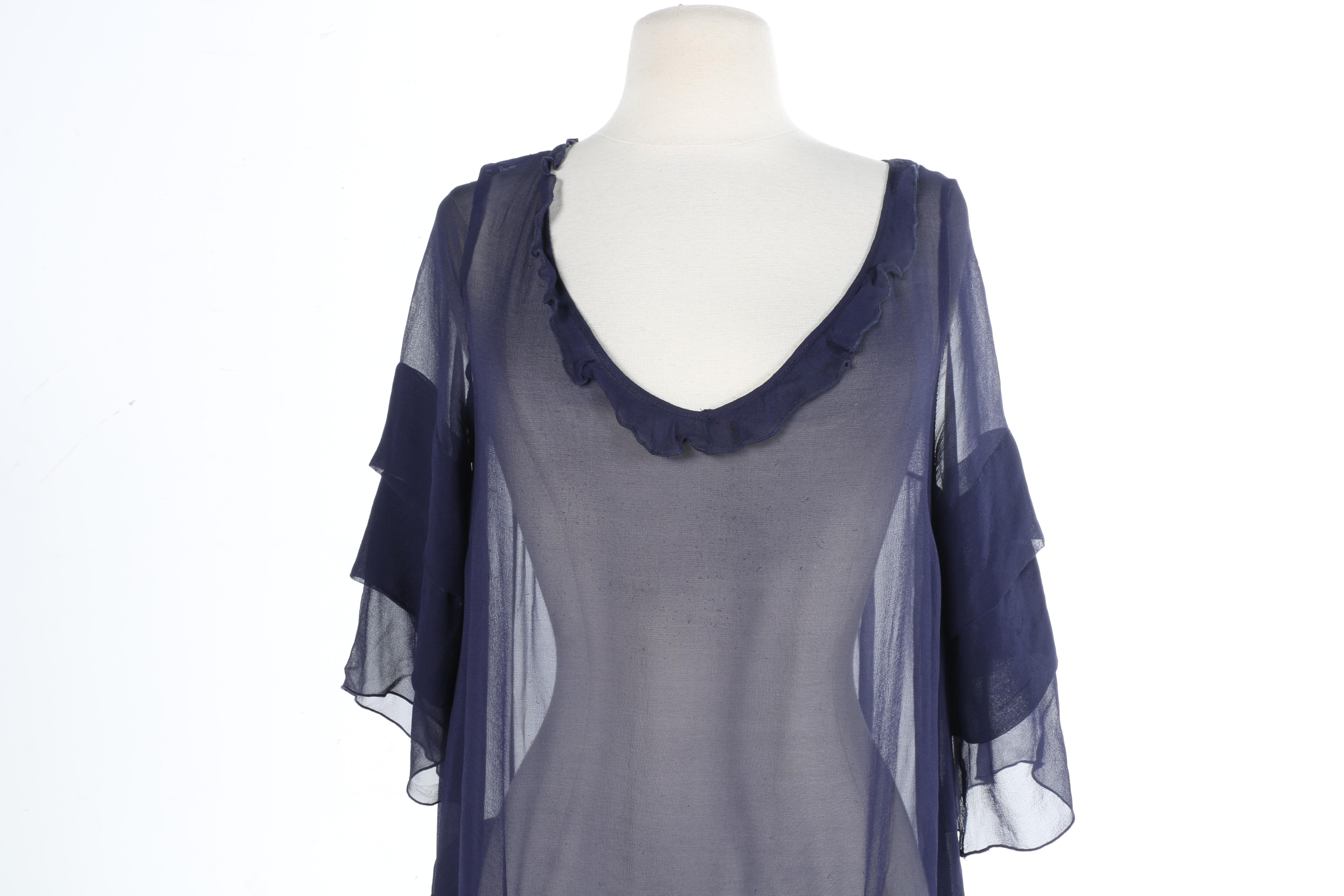 Blue Silk Francine Dress and Silk Trimmed Free People Jacket