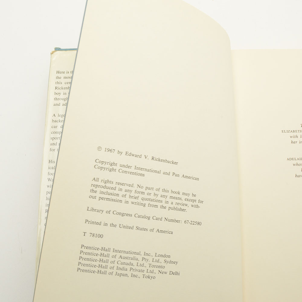 Eddie Rickenbacker Signed "Rickenbacker: An Autobiography"