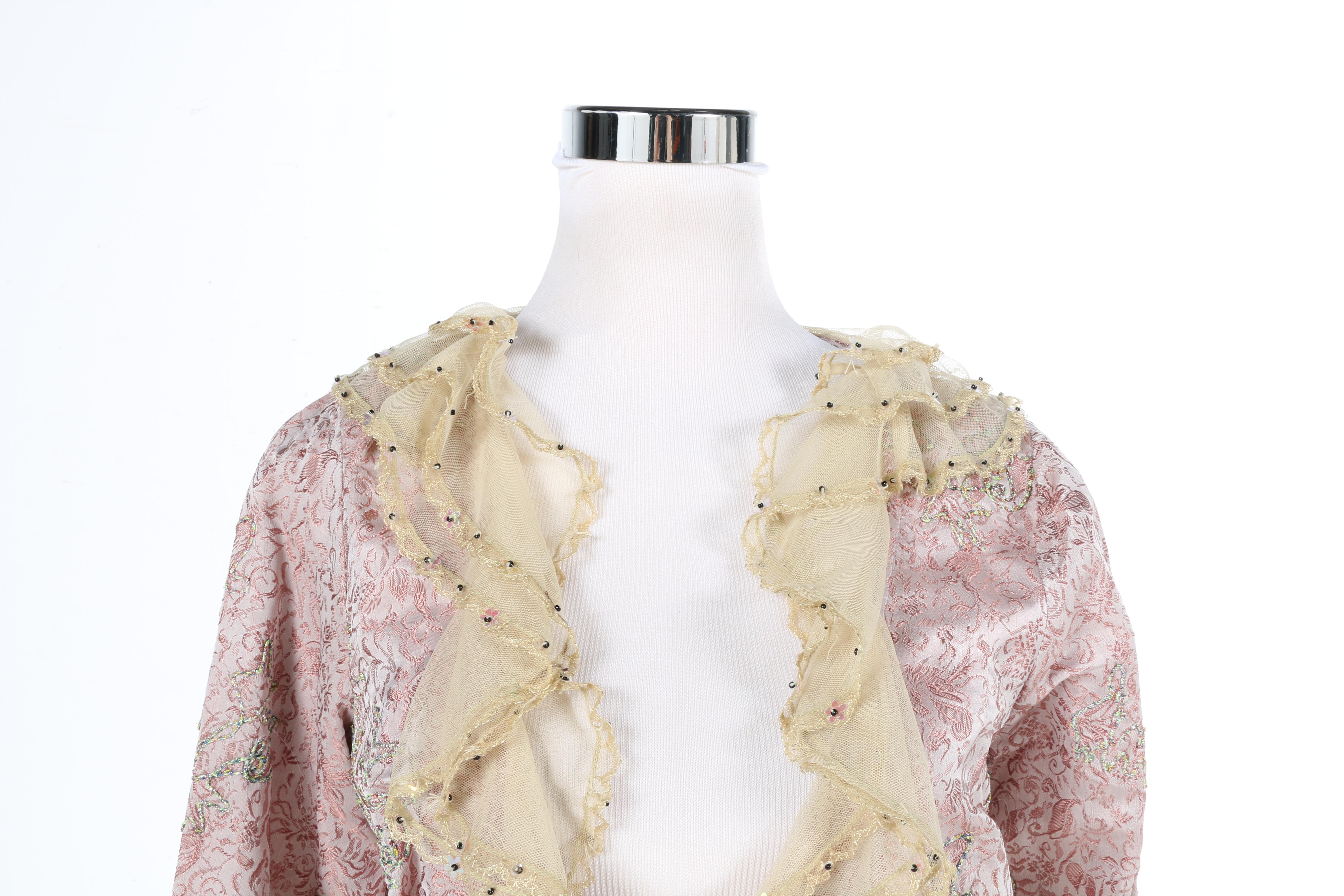 Blue Silk Francine Dress and Silk Trimmed Free People Jacket