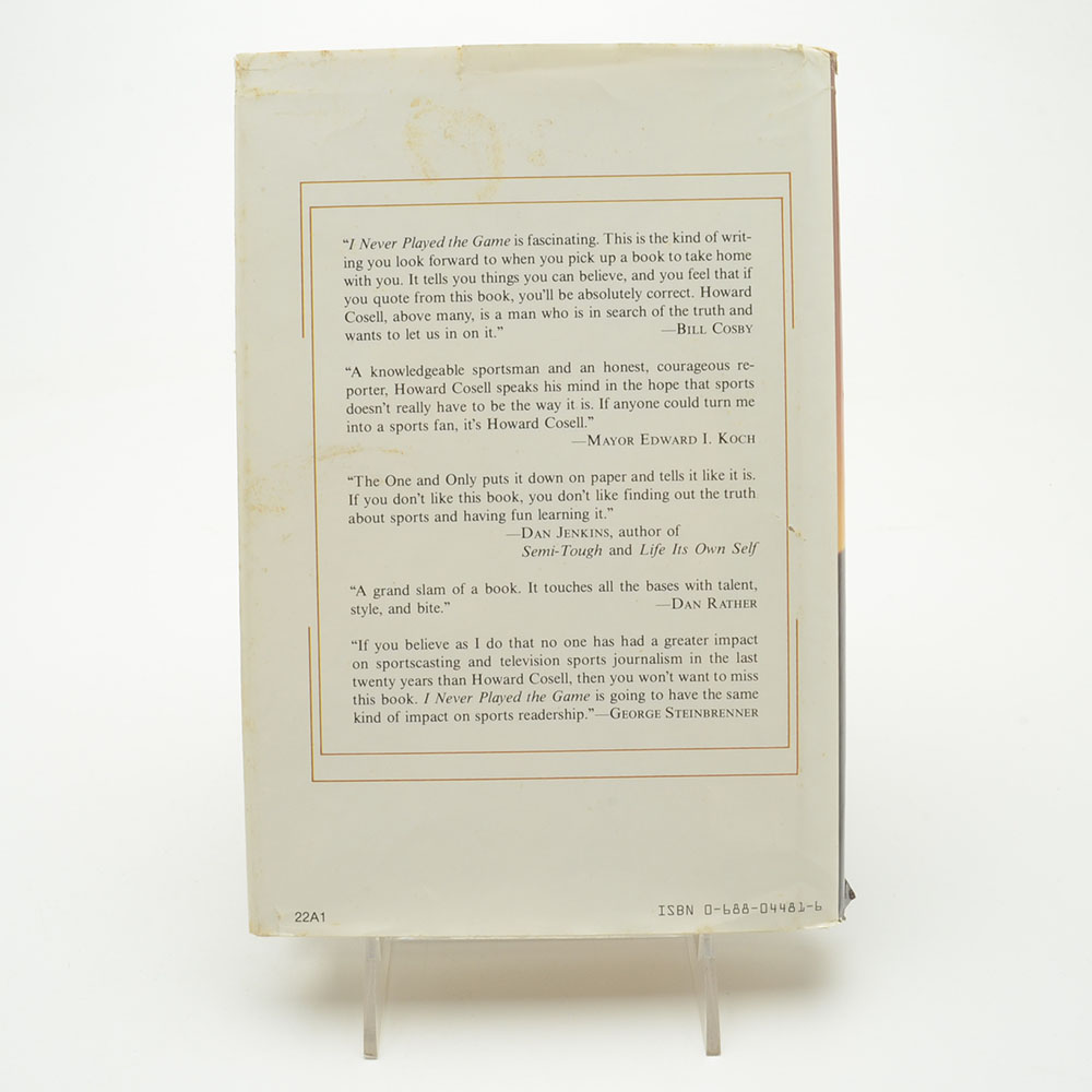 Howard Cosell Signed Book "I Never Played the Game"