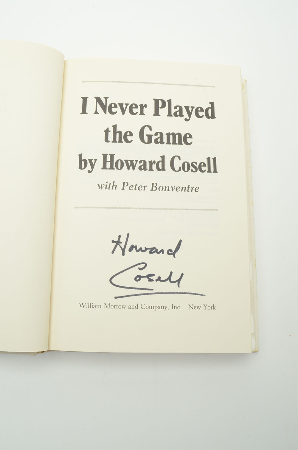 Howard Cosell Signed Book "I Never Played the Game"