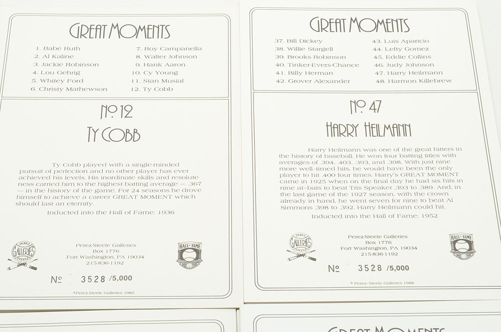 Limited Edition "Baseball Hall of Fame Great Moments" Cards