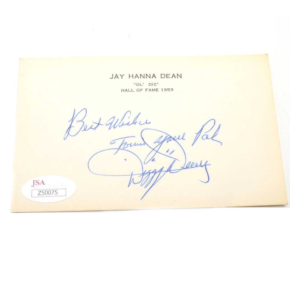 Dizzy Dean Signed Card  COA
