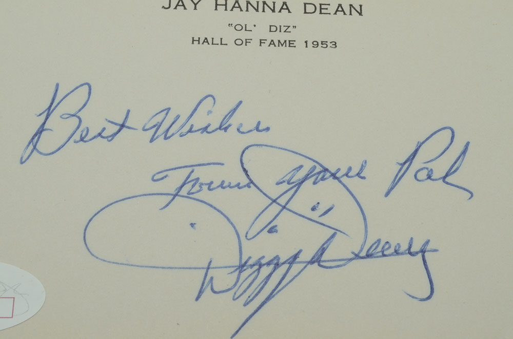 Dizzy Dean Signed Card  COA