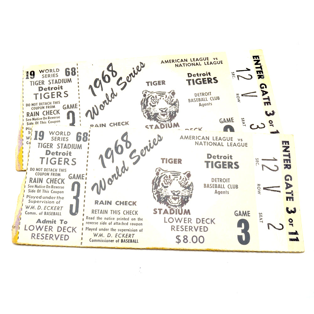 Two 1968 World Series Ticket Stubs