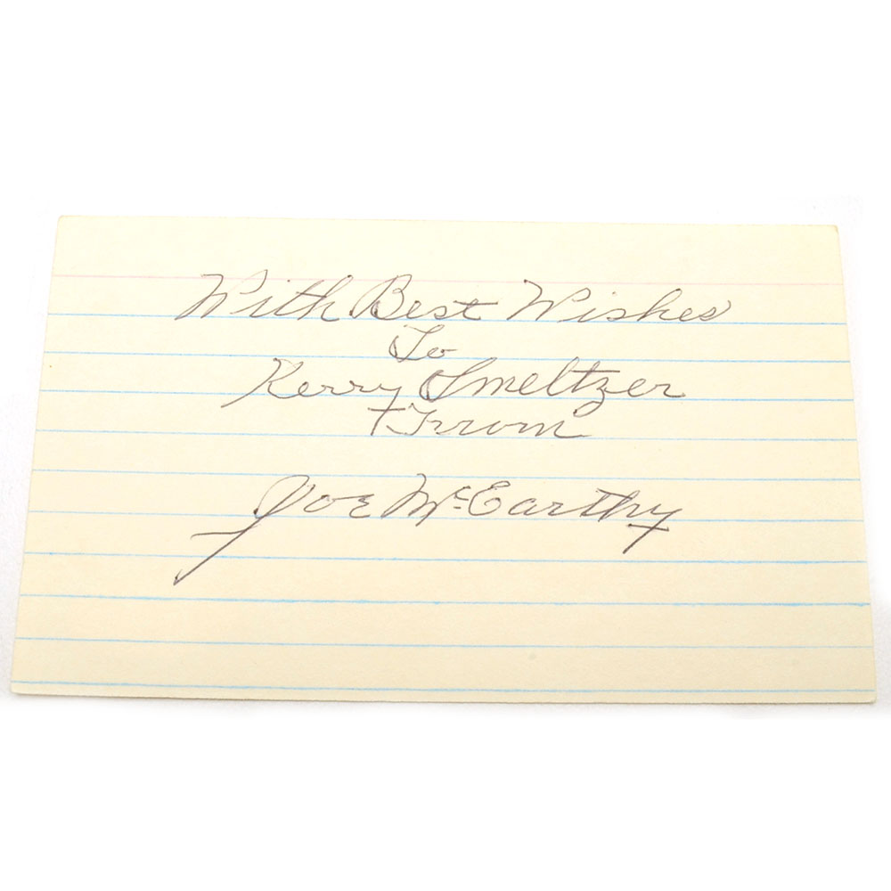 Joe McCarthy Signature  COA