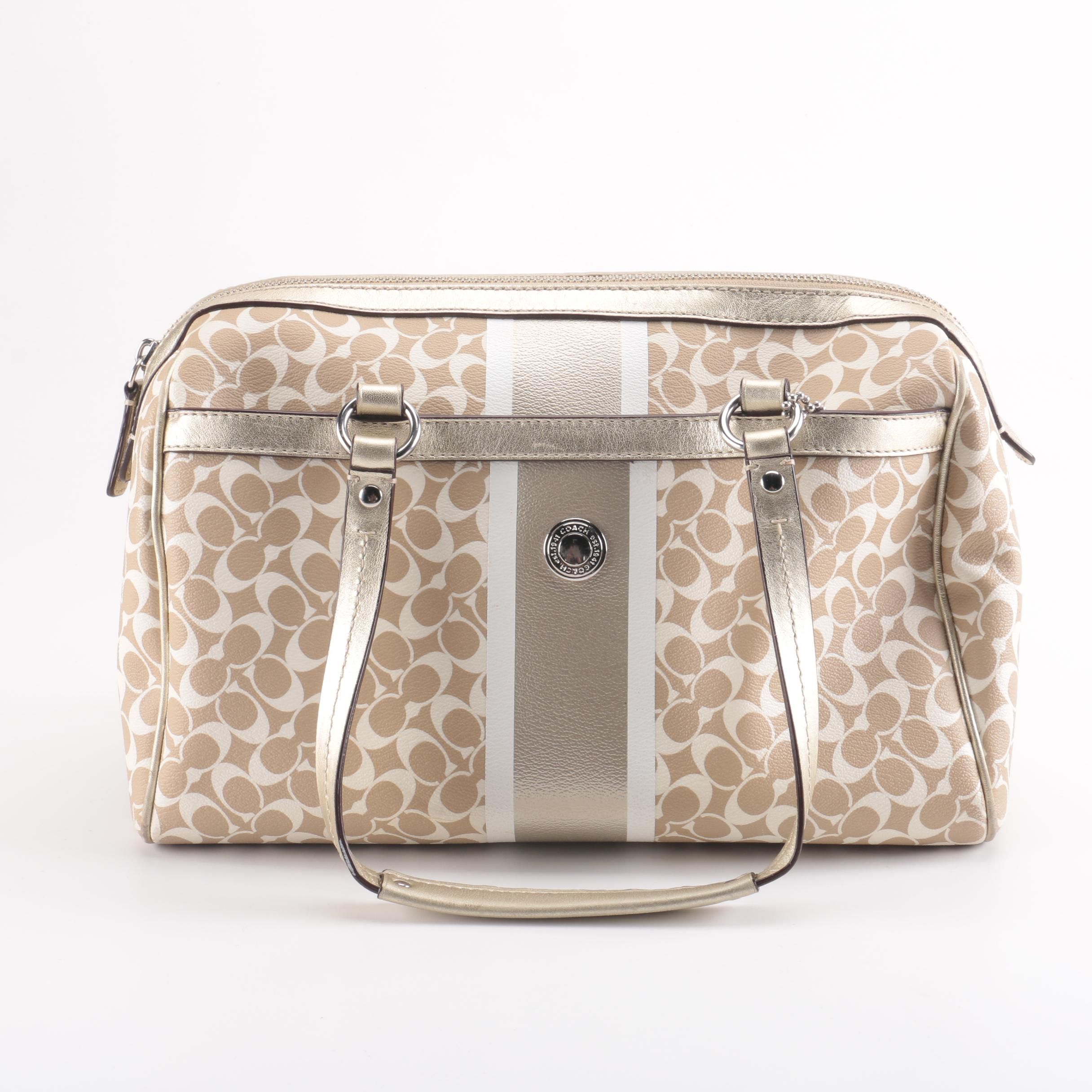 Coach Chelsea Heritage Signature Stripe Coated Canvas Bag