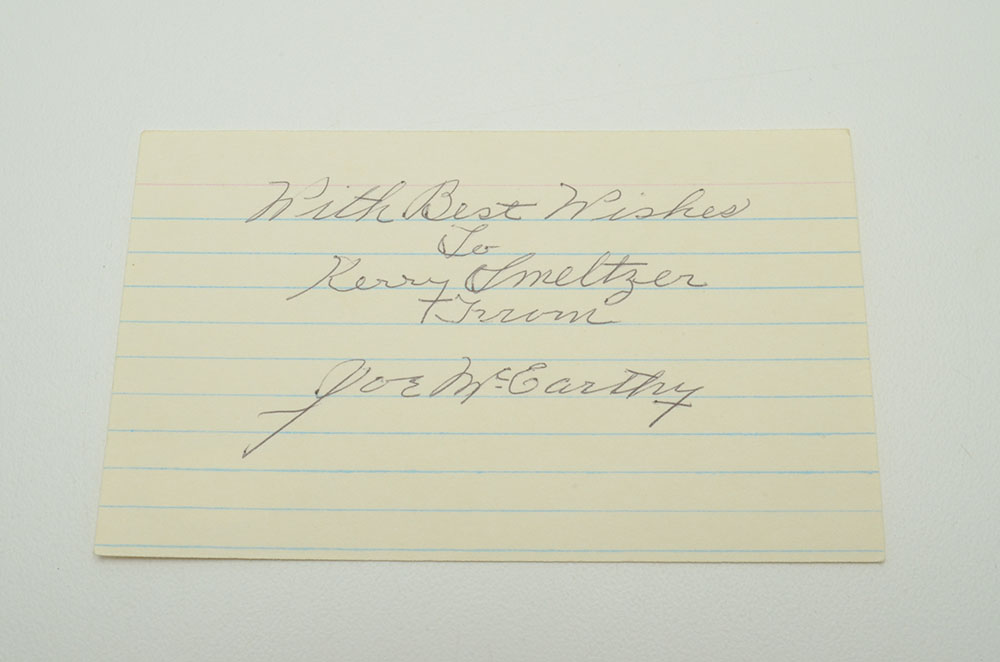 Joe McCarthy Signature  COA