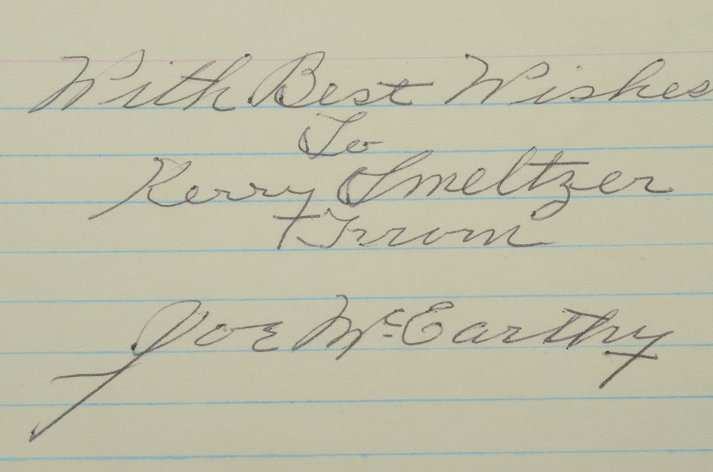 Joe McCarthy Signature  COA