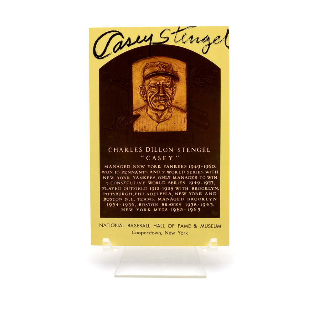 Casey Stengel Signed Hall of Fame Post Card   COA
