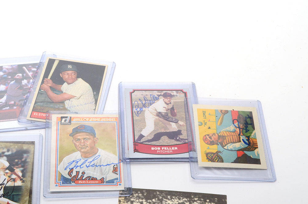 Eighteen Signed Baseball Cards, Many HOF Players
